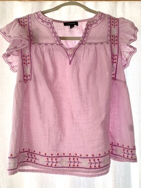 Calligraphie Embroidered Pale Pink Blouse